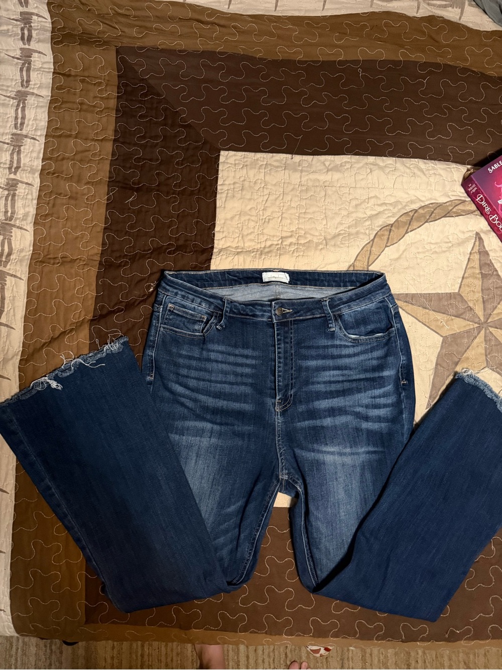 Jelly Jeans  Dark Blue Straight-Leg Jeans with Frayed Hem